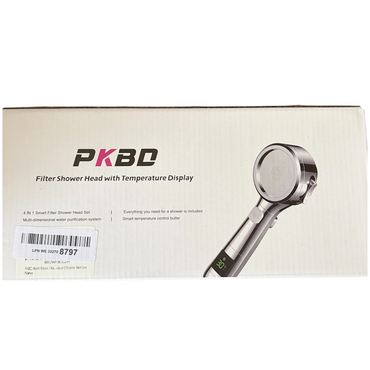 Hard water filter shower head box front